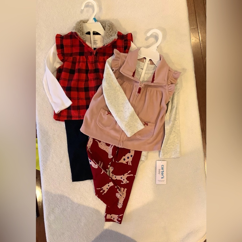 NWT -TWO Carters THREE piece outfits!